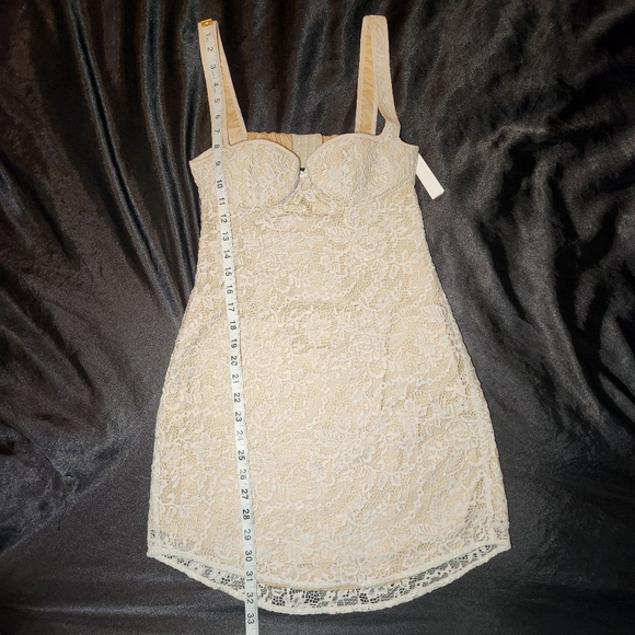 Rumored Lover Boy Cream Sparkle Lace Mini Dress - Picture 7 of 14